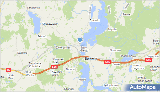 mapa Stary Gieląd, Stary Gieląd na mapie Targeo